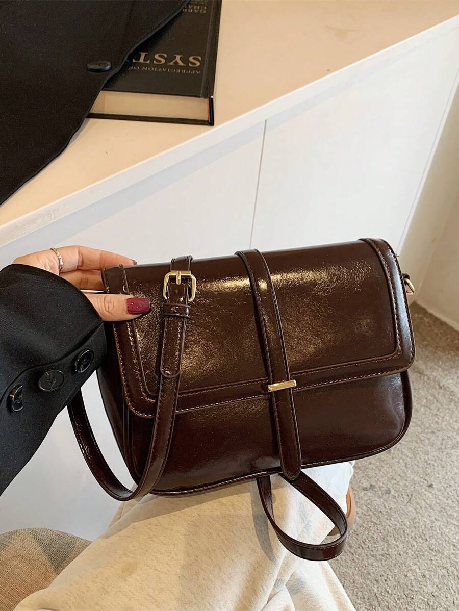 2024 New Oil-Wax Leather Women's Crossbody Square Bag, Suitable For Ladies Daily Use - Cà phê nâu - Xem 1