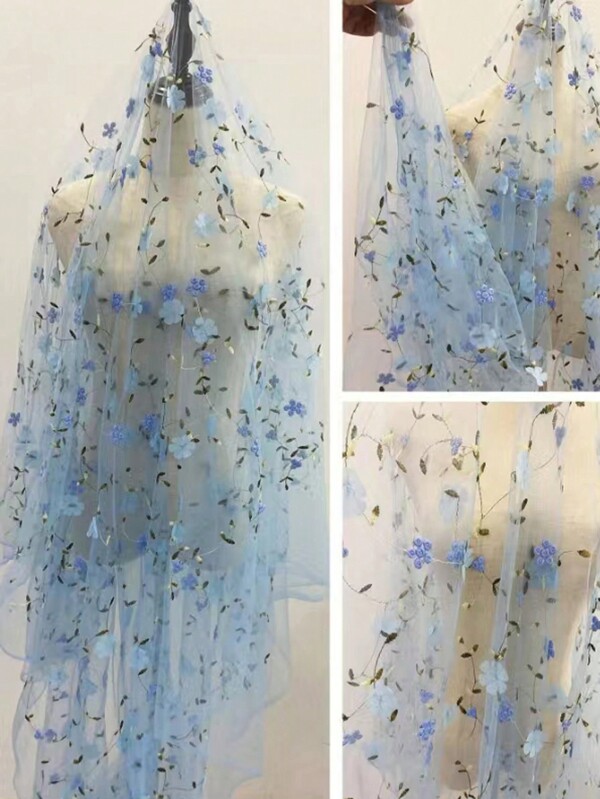 1pc Embroidered Fabric, Water Grass Embroidered Dress Fabric DIY Fashion Women's Dress Embroidered Lace Fabric