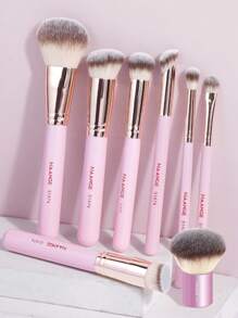 MAANGE 8Pcs Professional Facial Makeup Brush Set With Powder Brush Foundation Brush Concealer Brush Shadow Brush Eyeshadow Brush Concealer Brush Retractable Blush Brush,Makeup Tools With Soft Fiber For Easy To Carrying,Brush For Travel,Gift For Women&Girl - 粉色 - 查看 10