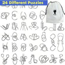 Metalowa układanka z torbą, łamigłówki, test IQ, rozplątywanie żelaznego łańcucha, odblokowywanie gry blokującej, chiński pierścień, magiczny żelazny łańcuch, odpowiedni na przyjęcia, wyzwanie dla dzieci i dorosłych