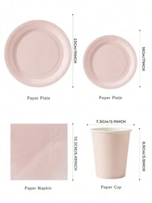 100/75/25/10pcs Light Pink Disposable Plates Napkins Cups, Light Pink Plates, Napkins And Cups Party Supplies, Suitable For 25 Guests, Disposable Paper Plates Party Tableware Suitable For Birthday Wedding Party Family Picnic - Baby Pink - View 2