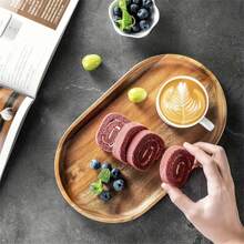 1pc Wooden Serving Tray, Snack, Fruit, Coffee, Cookie, Cheese, Steak, Pizza Platter, Made Of Rosewood - Multicolor - View 8