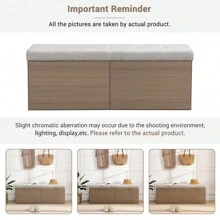 49" Storage Bench Storage Cabinet Storage Ottoman With Adjustable Shelves, Padded Seat Cushion And Double Doors For Entryway, Hallway And Bedroom, Light Grey