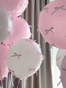 93pcs/1set White Pink Latex Balloons With Pink Bow, Suitable For Outdoor Photo Shoots By Internet Celebrities, Bow Decorations, Valentine's Day, Family Birthday Parties, Weddings