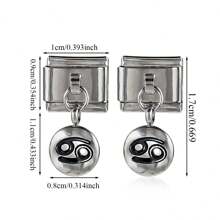 1pc Stainless Steel 9mm Watch Module Pendant Twelve Constellations Dripping Oil Series DIY Bracelet Module Bracelet Assembly Decorative Module Connector Watch Block Elastic Bracelet Assembly Accessories