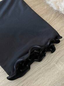 1件装女士休闲纯色柔软莫代尔荷叶边头巾，保守素色头巾，适合日常穿着。 - 綠色 - 查看 5