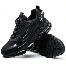 男女通用旋转纽扣舒适工作鞋，防压防刺穿，轻便透气工作鞋，男女劳保鞋 - 黑灰色 - 查看 5