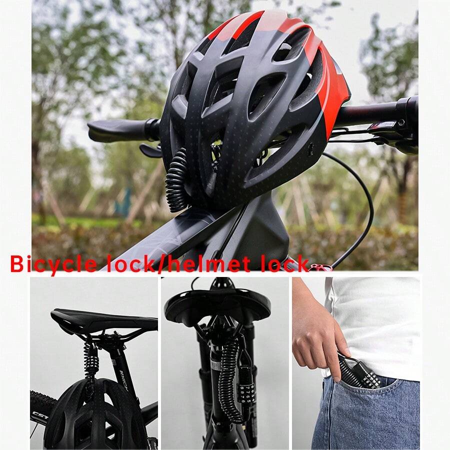 150cm/180cm Motorcycle Helmet Password Lock, Mountain Bike Steel Wire Lock, Password Anti-Theft Lock, Luggage Lock, Bicycle Helmet Lock, Cycling Accessories - Multicolor - View 1