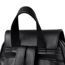Women Backpack Leather Bag Modern Waterproof Luxury Elegant Adjustable Strap Zipper Travel School Anti Theft Heart Flap - màu đen - Xem 4