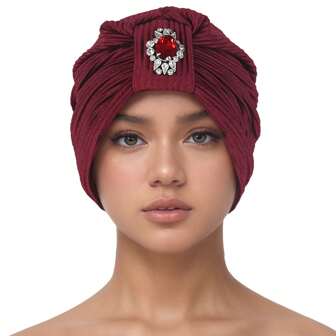 1 件非洲传统水钻装饰头巾，休闲时尚头巾，优雅头饰，适合婚礼、派对、日常穿着