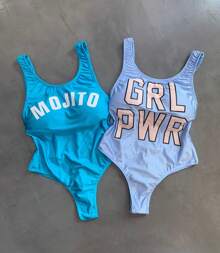 Luxury Swimsuit Double Thread Blogger Beach Fashion Luxury Polyamide Bodysuit - 淺藍色 - 查看 5