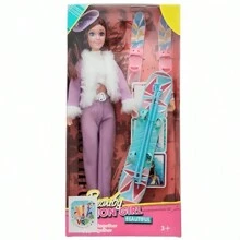 Muñeca tipo barbi Con Esquís y Tabla De Patinaje En El Hielo - Morado - Ver 5