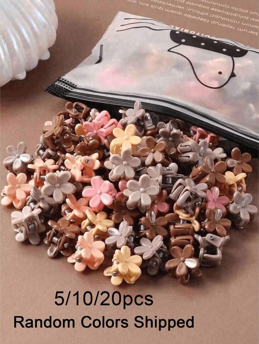 Mixed Color Mini Cute Flower Hair Clips,Perfect For Daily Use Home Bathroom Decor Summer - Multicolor - View 1