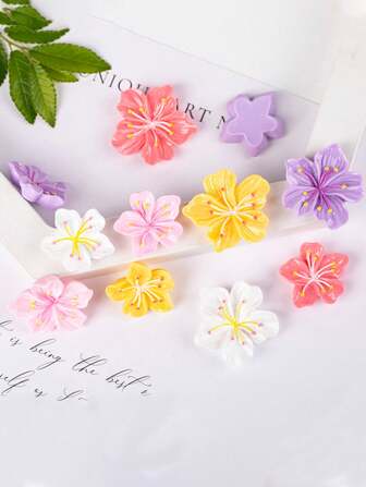 10 件混合可爱奶油色树脂珠宝配饰、发夹、发饰（背面轻微瑕疵属正常现象）