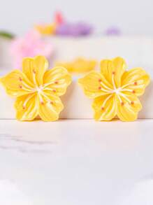 10pcs Mixed Cute Cream Resin Jewelry Accessories, Hair Clips, Hair Decorations (Slight Blemish On Back Is Normal)
