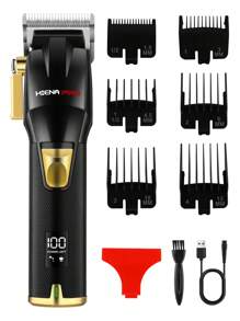 HINEA 3-Piece Hair Clipper Set, High-Power Hair Clipper, T-Shaped Blade Carving Scissors, Compound Shaver With Replacement Blade And Mesh, Men's Cordless Hair Clipper And Trimming Tools, Personal Care Gift Box Set
