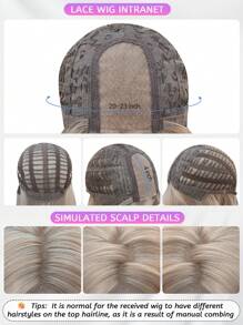 Forehead Shape Lace 4*1, Forehead Lace Long Straight Hair, Center Split Ends Wig, White Blonde 28 Inch Wig, Daily Half Braided Natural, Stylish And Realistic Wigs (Accessories Not Included)