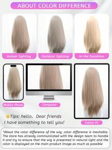 Forehead Shape Lace 4*1, Forehead Lace Long Straight Hair, Center Split Ends Wig, White Blonde 28 Inch Wig, Daily Half Braided Natural, Stylish And Realistic Wigs (Accessories Not Included)