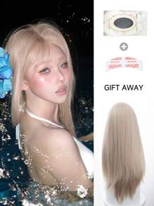 Forehead Shape Lace 4*1, Forehead Lace Long Straight Hair, Center Split Ends Wig, White Blonde 28 Inch Wig, Daily Half Braided Natural, Stylish And Realistic Wigs (Accessories Not Included)