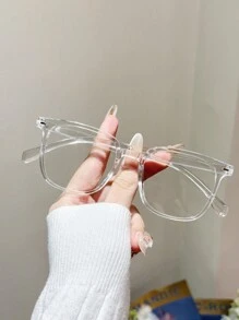 3副男女通用方形大框百搭学院风无度数眼镜，修饰脸型 - 黑/白/灰 - 查看 7