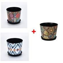 6-calowe kolorowe plastikowe doniczki z podstawkami - zestaw 1/2/3 okrągłych doniczek do kwiatów do wewnątrz/na zewnątrz na sukulenty, zioła, fiołki afrykańskie | Wystrój domu i ogrodu