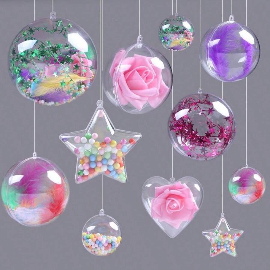 1 件优雅创意圣诞透明装饰空心球，DIY 空心球装饰吊坠，透明圣诞球吊坠，亚克力材质坚固、耐磨且易于清洁，可重复使用，精美装饰吊坠，适合节日派对装饰礼物