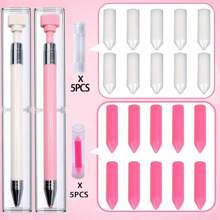 11 件丙烯酸钻石画笔套装，包括 1 支粘合笔和 10 个用于钻石艺术配件和工具的软蜡头插件