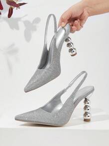 Women's Autumn/Winter High Heel Pointed Toe Fashion Pumps (Random Cut Stone Grain Vamp)