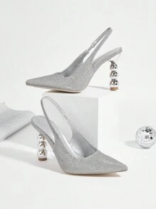 Women's Autumn/Winter High Heel Pointed Toe Fashion Pumps (Random Cut Stone Grain Vamp)