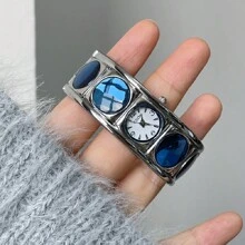 2024 New Dream Goddess Light Luxury Bracelet Design Embedded Gem Crystal Waterproof Watch - 藍色 - 查看 2