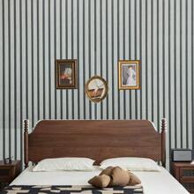 1 Roll Self-Adhesive Pvc Material Wallpaper, New Chinese Style, Black & Grey Alternating Stripes Design, Transforming Comfortable Environment, Moisture-Proof, Mildew-Proof, Suitable For Living Room, Bedroom, Entrance Hall, Tea Room, Reception Desk, Conference Room, And Other Places - Grey - View 6