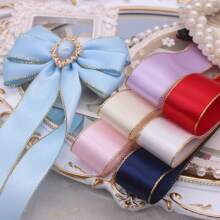 1 Stück 4 cm goldener Satin-Schleifenband, farbiges Schleifenband, Seidenband für Hochzeitstorte Dekoration, Stuhlrückenlehne, Geschenkverpackung, DIY - Verschiedenfarbig - Übersicht 10