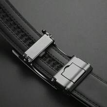 1pc Geometric Pattern Casual PU Leather Men's Belt, Suitable For All Seasons - Black - View 5