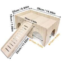 Large Guinea Pig House With Ramp 4 Entrances, Guinea Pig Toy, Guinea Pig Accessories, Rabbit House, 38 X 25 X 18 Cm