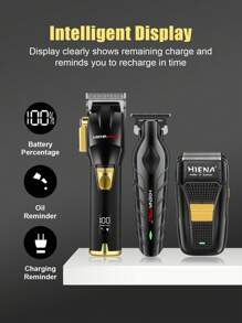 HINEA 3-Piece Hair Clipper Set, High-Power Hair Clipper, T-Shaped Blade Carving Scissors, Compound Shaver With Replacement Blade And Mesh, Men's Cordless Hair Clipper And Trimming Tools, Personal Care Gift Box Set