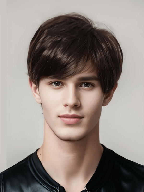 Herren Perücke Teenager braune Perücke, kurzes glattes geschichtetes Haar aus naturfaserresistentem Material für unisex Alltagsgebrauch, Anime Cosplay Party REEWES Herren Perücke 12 Zoll/30 cm