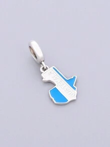 1pc Guatemala Map-Shaped 925 Sterling Silver Epoxy Resin DIY Beads Pendant, DIY Craft Memorial Gift - Silver - View 2