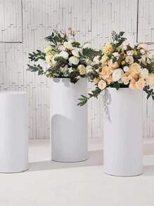 3Pcs/5Pcs White Cylindrical Column Cover,Elastic Dessert Table Cylindrical Cloth Cover,Wedding Decor, Birthday Party Decoration(Not Including The Cylindrical Column)Party Decor Supplies,Bridal Shower Decor,Party Favor