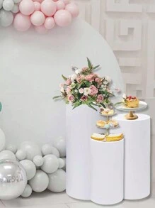 3Pcs/5Pcs White Cylindrical Column Cover,Elastic Dessert Table Cylindrical Cloth Cover,Wedding Decor, Birthday Party Decoration(Not Including The Cylindrical Column)Party Decor Supplies,Bridal Shower Decor,Party Favor