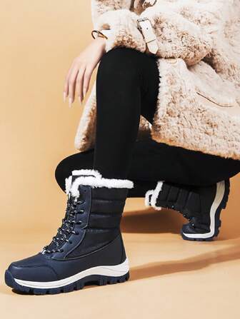 New Women Outdoor Casual Non-Slip Warm Snow Boots, Hook And Loop Design Suitable For Snowy Fields In Winter