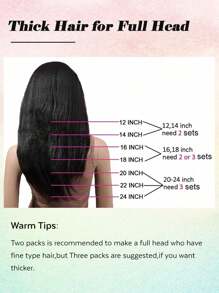 7 Pcs 14/18/22 Synthetic Yaki Kinky Clip Ins Hair Extensions For Full Head Yaki Straight Clip Ins Synthetic Hair Extensions Brown - Multicolor - View 9