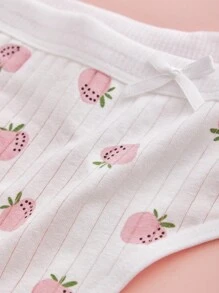 Losowy kolor 5 sztuk seksowna bielizna drukowana słodkie stringi kokarda damskie majtki truskawka stringi prążkowane spodnie dla kobiet w paski T-back elastyczna oddychająca wygodna bielizna