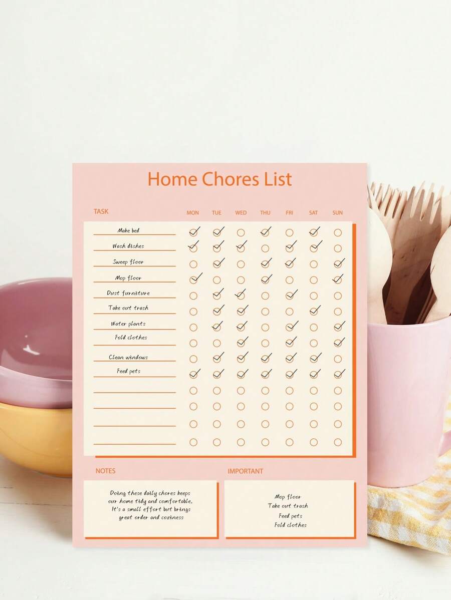 2025 Daily And Weekly Planner, Home Chores List, Housework Reminder ...