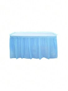 Blue And Pink , Plastic Tablecloth Set & Table Skirt 14FT Disposable Table Skirting Includes Table Cover For Rectangle Table, Wedding, Buffet, Birthday Party, Girl Baby Shower Decorations - Multicolor - View 12