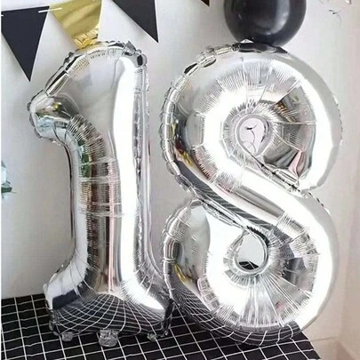 1/2 件黑色数字气球 40 英寸 1-80 尺寸铝膜气球适用于生日派对、周年纪念日等派对室内外装饰，营造派对氛围