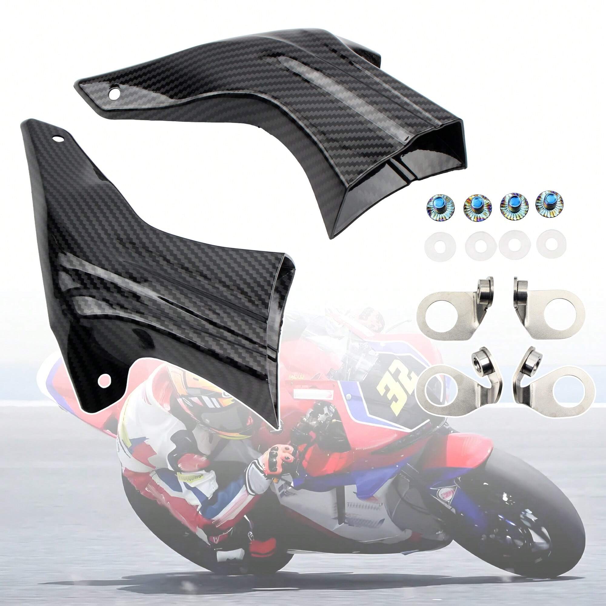 PowerMotor Motorcycle Carbon Fiber Pattern Brake Caliper Air Cooling ...