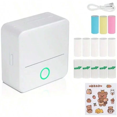 迷你便携式照片打印机，带卷筒热敏纸的试题打印机，适用于二维码、待办事项列表等的打印机，每日想法表达打印，也适用于办公室打印每个时刻