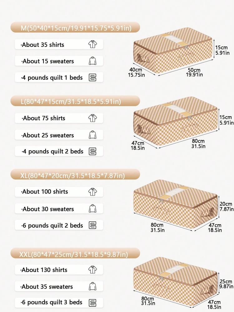 1 pieza Armario de almacenamiento plegable de gran capacidad, armario de almacenamiento, almacenamiento de juguetes, almacenamiento de dormitorio, bolsa de almacenamiento de ropa, bolsa de almacenamiento multifuncional - Marrón - Ver 10