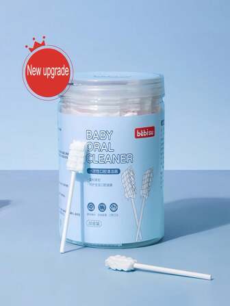 30pcs Individually Wrapped Disposable Gauze Material Wave Brush Head, Used As A Tool For Cleaning Baby's Tongue Coating And Oral Hygiene