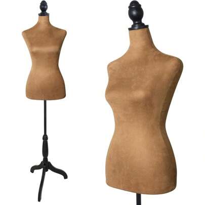 Female Mannequin Body, Dress Form Sewing Mannequin Torso With Adjustable Tripod Stand, Manikin Dressmakers Dress Jewelry Display(Fabric)